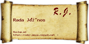 Rada János névjegykártya