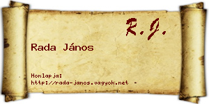 Rada János névjegykártya